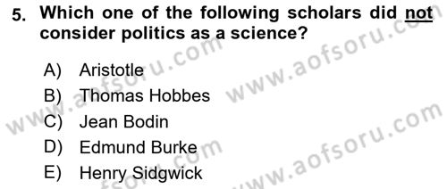 Political Science Dersi 2023 - 2024 Yılı (Vize) Ara Sınav Soruları 5. Soru
