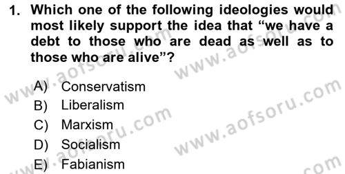 Political Science Dersi 2023 - 2024 Yılı (Final) Dönem Sonu Sınav Soruları 1. Soru