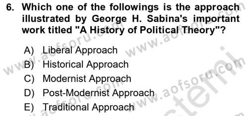 Political Science Dersi 2023 - 2024 Yılı Yaz Okulu Sınav Soruları 6. Soru