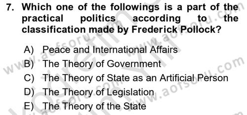 Political Science Dersi 2023 - 2024 Yılı Yaz Okulu Sınav Soruları 7. Soru
