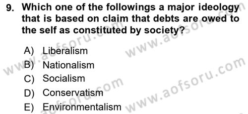 Political Science Dersi 2023 - 2024 Yılı Yaz Okulu Sınav Soruları 9. Soru