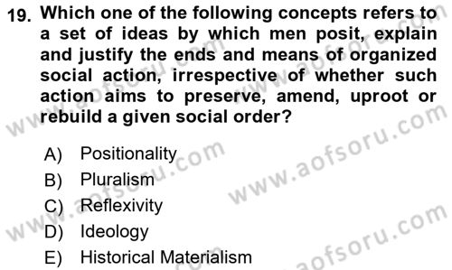 Political Science Dersi 2024 - 2025 Yılı (Vize) Ara Sınav Soruları 19. Soru