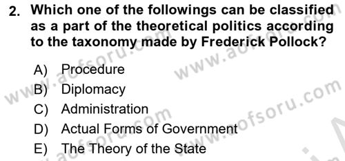 Political Science Dersi 2024 - 2025 Yılı (Vize) Ara Sınav Soruları 2. Soru