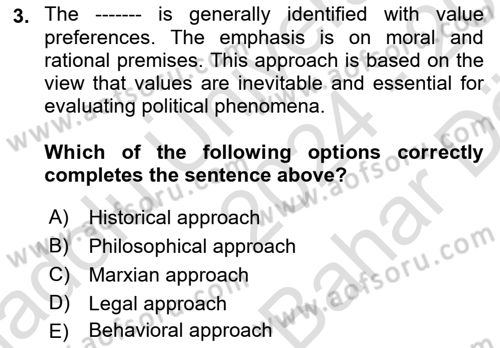 Political Science Dersi 2024 - 2025 Yılı (Vize) Ara Sınav Soruları 3. Soru