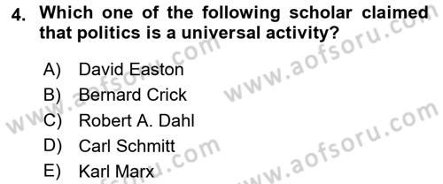Political Science Dersi 2024 - 2025 Yılı (Vize) Ara Sınav Soruları 4. Soru