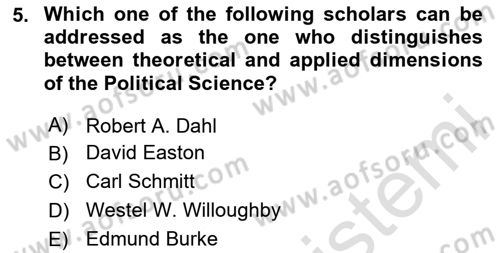 Political Science Dersi 2024 - 2025 Yılı (Vize) Ara Sınav Soruları 5. Soru