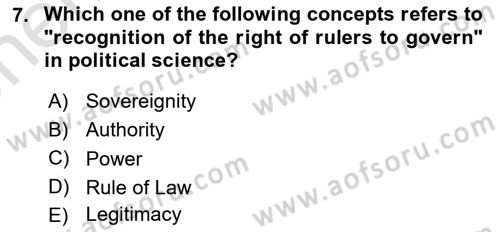 Political Science Dersi 2024 - 2025 Yılı (Vize) Ara Sınav Soruları 7. Soru