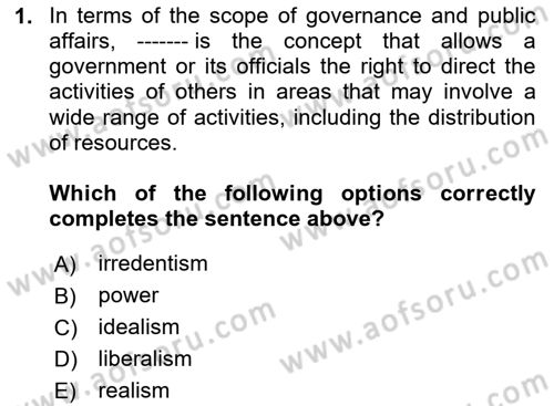 Political Science Dersi 2024 - 2025 Yılı (Final) Dönem Sonu Sınav Soruları 1. Soru