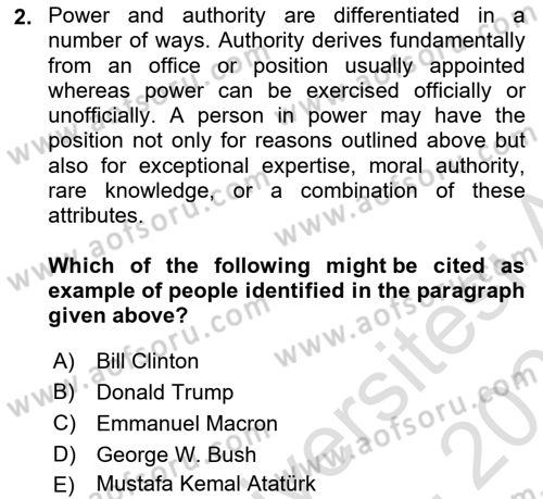 Political Science Dersi 2024 - 2025 Yılı (Final) Dönem Sonu Sınav Soruları 2. Soru