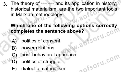 Political Science Dersi 2024 - 2025 Yılı (Final) Dönem Sonu Sınav Soruları 3. Soru