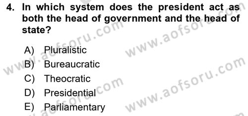 Political Science Dersi 2024 - 2025 Yılı (Final) Dönem Sonu Sınav Soruları 4. Soru