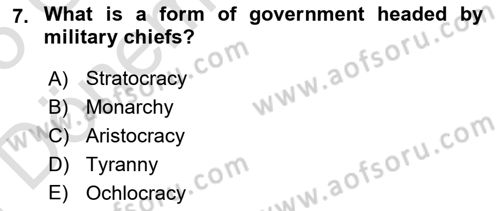 Political Science Dersi 2024 - 2025 Yılı (Final) Dönem Sonu Sınav Soruları 7. Soru
