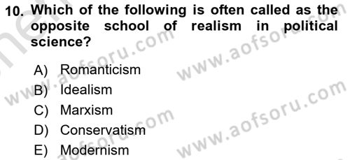 Political Science Dersi 2025 - 2026 Yılı (Vize) Ara Sınav Soruları 10. Soru