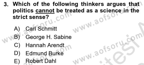 Political Science Dersi 2025 - 2026 Yılı (Vize) Ara Sınav Soruları 3. Soru