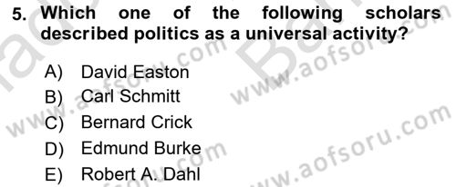 Political Science Dersi 2025 - 2026 Yılı (Vize) Ara Sınav Soruları 5. Soru