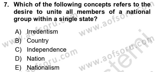 Political Science Dersi 2025 - 2026 Yılı (Vize) Ara Sınav Soruları 7. Soru