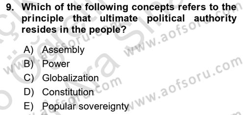 Political Science Dersi 2025 - 2026 Yılı (Vize) Ara Sınav Soruları 9. Soru