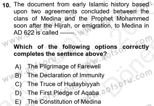 Contemporary World Civilizations Dersi 2017 - 2018 Yılı (Final) Dönem Sonu Sınav Soruları 10. Soru