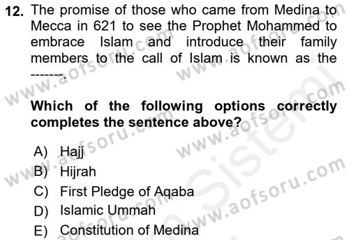 Contemporary World Civilizations Dersi 2017 - 2018 Yılı (Final) Dönem Sonu Sınav Soruları 12. Soru