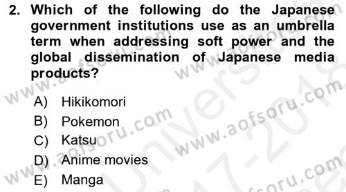 Contemporary World Civilizations Dersi 2017 - 2018 Yılı (Final) Dönem Sonu Sınav Soruları 2. Soru