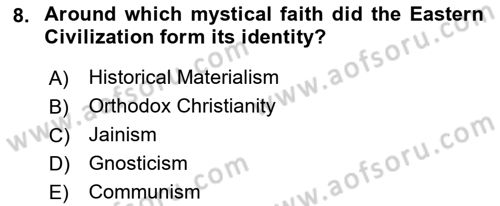 Contemporary World Civilizations Dersi 2017 - 2018 Yılı (Final) Dönem Sonu Sınav Soruları 8. Soru