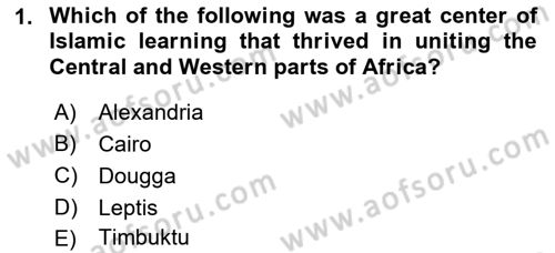 Contemporary World Civilizations Dersi 2018 - 2019 Yılı (Vize) Ara Sınav Soruları 1. Soru