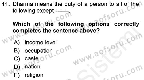 Contemporary World Civilizations Dersi 2018 - 2019 Yılı (Vize) Ara Sınav Soruları 11. Soru