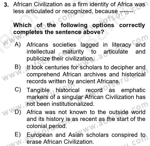 Contemporary World Civilizations Dersi 2018 - 2019 Yılı (Vize) Ara Sınav Soruları 3. Soru