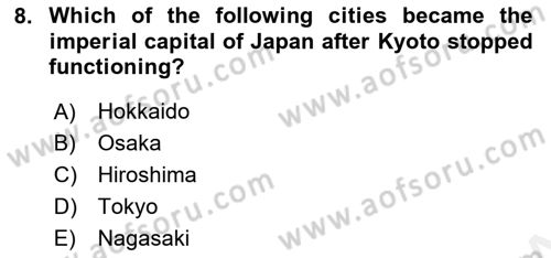 Contemporary World Civilizations Dersi 2018 - 2019 Yılı (Vize) Ara Sınav Soruları 8. Soru