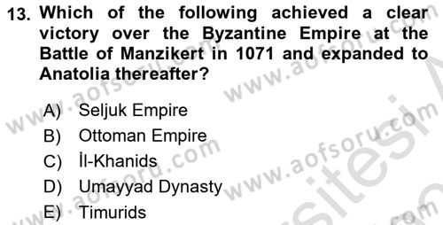 Contemporary World Civilizations Dersi 2020 - 2021 Yılı Yaz Okulu Sınav Soruları 13. Soru