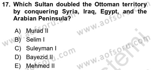 Contemporary World Civilizations Dersi 2020 - 2021 Yılı Yaz Okulu Sınav Soruları 17. Soru