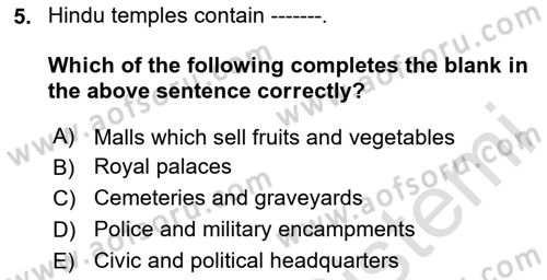 Contemporary World Civilizations Dersi 2020 - 2021 Yılı Yaz Okulu Sınav Soruları 5. Soru