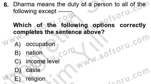 Contemporary World Civilizations Dersi 2020 - 2021 Yılı Yaz Okulu Sınav Soruları 6. Soru