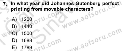 Contemporary World Civilizations Dersi 2020 - 2021 Yılı Yaz Okulu Sınav Soruları 7. Soru