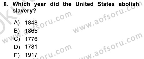 Contemporary World Civilizations Dersi 2020 - 2021 Yılı Yaz Okulu Sınav Soruları 8. Soru