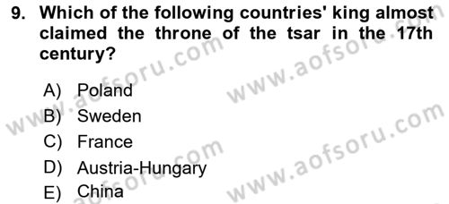 Contemporary World Civilizations Dersi 2020 - 2021 Yılı Yaz Okulu Sınav Soruları 9. Soru