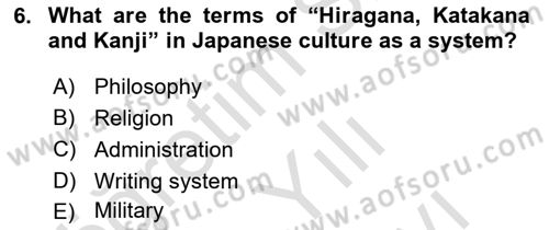 Contemporary World Civilizations Dersi 2021 - 2022 Yılı (Vize) Ara Sınav Soruları 6. Soru