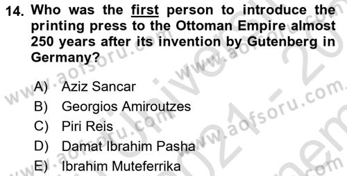 Contemporary World Civilizations Dersi 2021 - 2022 Yılı (Final) Dönem Sonu Sınav Soruları 14. Soru