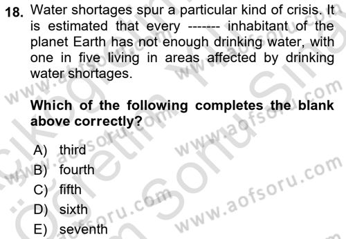 Contemporary World Civilizations Dersi 2021 - 2022 Yılı (Final) Dönem Sonu Sınav Soruları 18. Soru