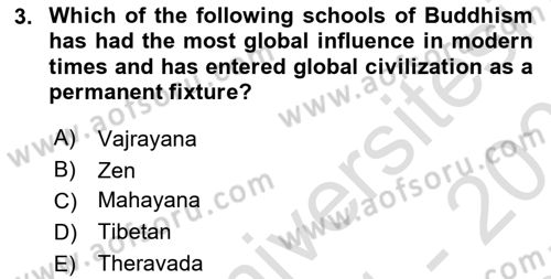 Contemporary World Civilizations Dersi 2021 - 2022 Yılı (Final) Dönem Sonu Sınav Soruları 3. Soru