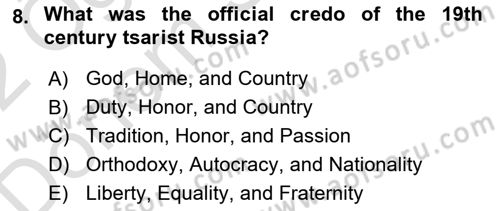 Contemporary World Civilizations Dersi 2021 - 2022 Yılı (Final) Dönem Sonu Sınav Soruları 8. Soru