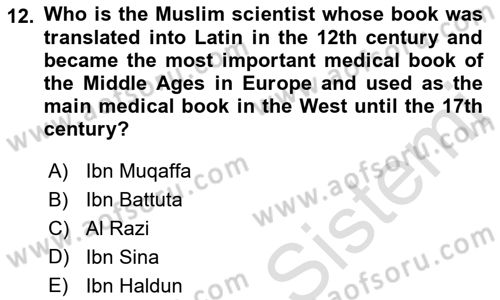 Contemporary World Civilizations Dersi 2021 - 2022 Yılı Yaz Okulu Sınav Soruları 12. Soru