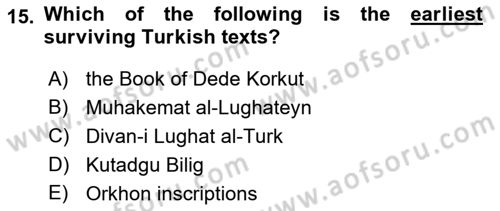 Contemporary World Civilizations Dersi 2021 - 2022 Yılı Yaz Okulu Sınav Soruları 15. Soru