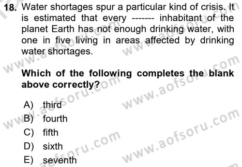 Contemporary World Civilizations Dersi 2021 - 2022 Yılı Yaz Okulu Sınav Soruları 18. Soru