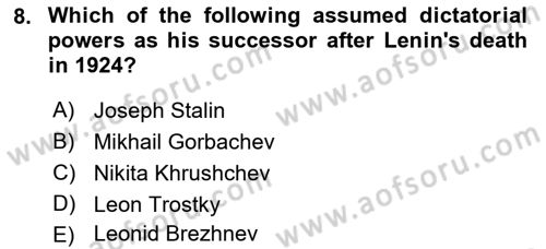 Contemporary World Civilizations Dersi 2021 - 2022 Yılı Yaz Okulu Sınav Soruları 8. Soru