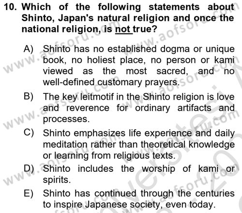 Contemporary World Civilizations Dersi 2022 - 2023 Yılı Yaz Okulu Sınav Soruları 10. Soru