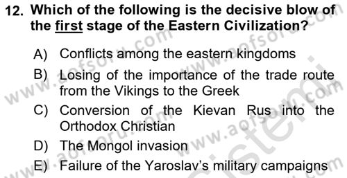 Contemporary World Civilizations Dersi 2022 - 2023 Yılı Yaz Okulu Sınav Soruları 12. Soru