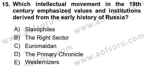 Contemporary World Civilizations Dersi 2022 - 2023 Yılı Yaz Okulu Sınav Soruları 15. Soru