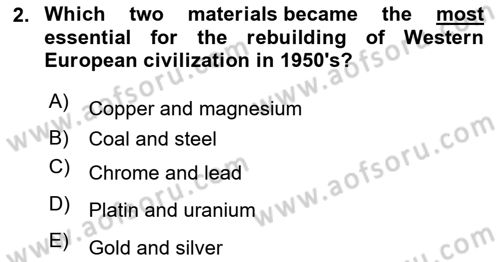 Contemporary World Civilizations Dersi 2022 - 2023 Yılı Yaz Okulu Sınav Soruları 2. Soru