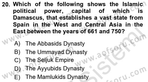 Contemporary World Civilizations Dersi 2022 - 2023 Yılı Yaz Okulu Sınav Soruları 20. Soru